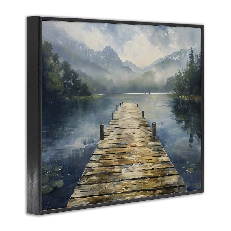Giclée encadrée en bois au-dessus d'un lac, design par LSR Creative Studio, H 11 po x l 14 po, Giclée encadrée noir minuit