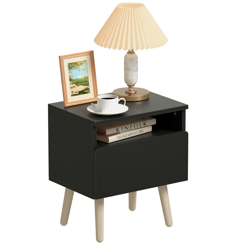 Polyfurniture MDF Nightstand (Single drawer), Black