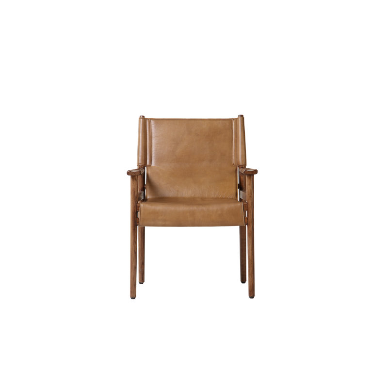 Remy Leather Arm Chair, Tan Genuine Leather