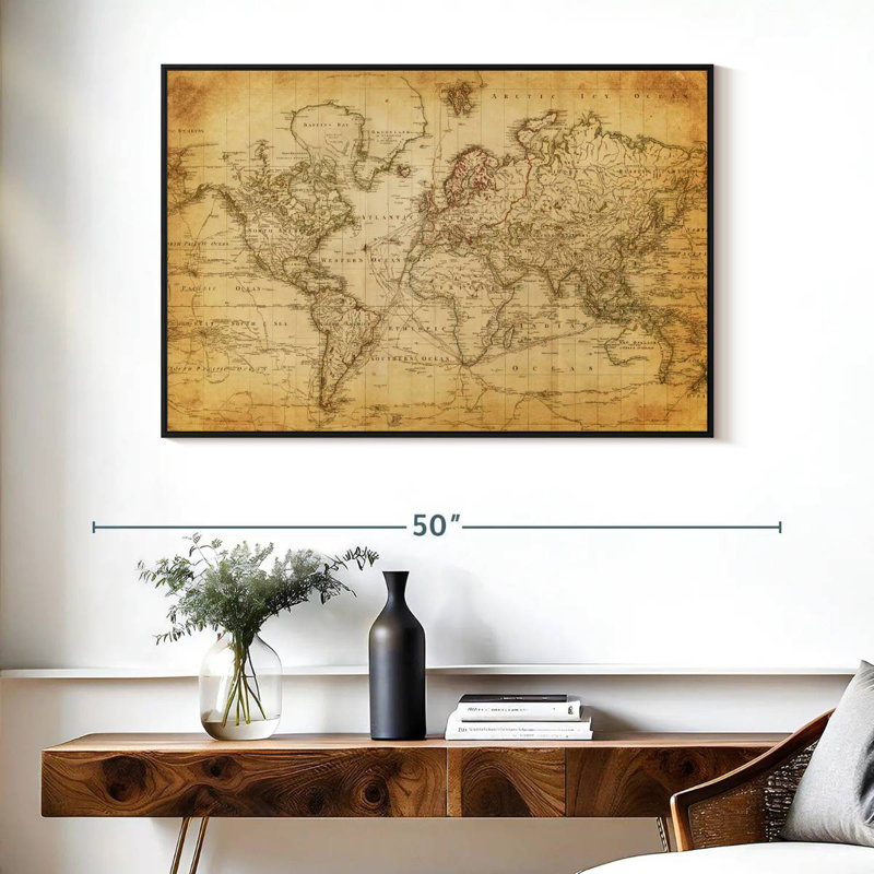 Aliaz Old Century World Map, 27" H x 40" W