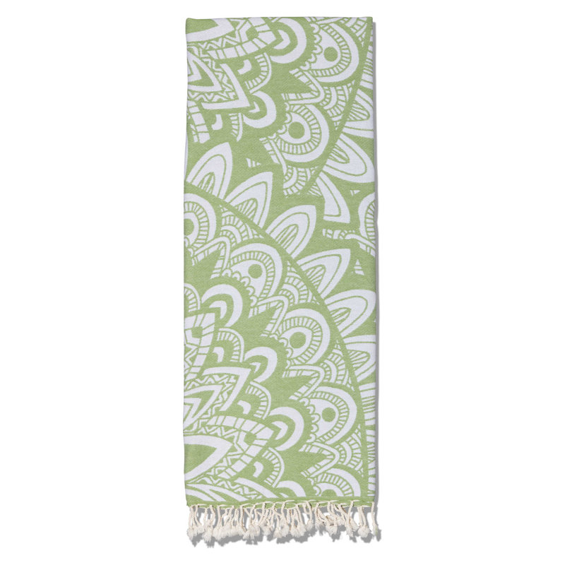Serviette de bain turque en coton biologique Antalya Mandala, Vert