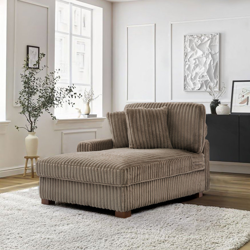 Upholstered Chaise Lounge, Light Brown