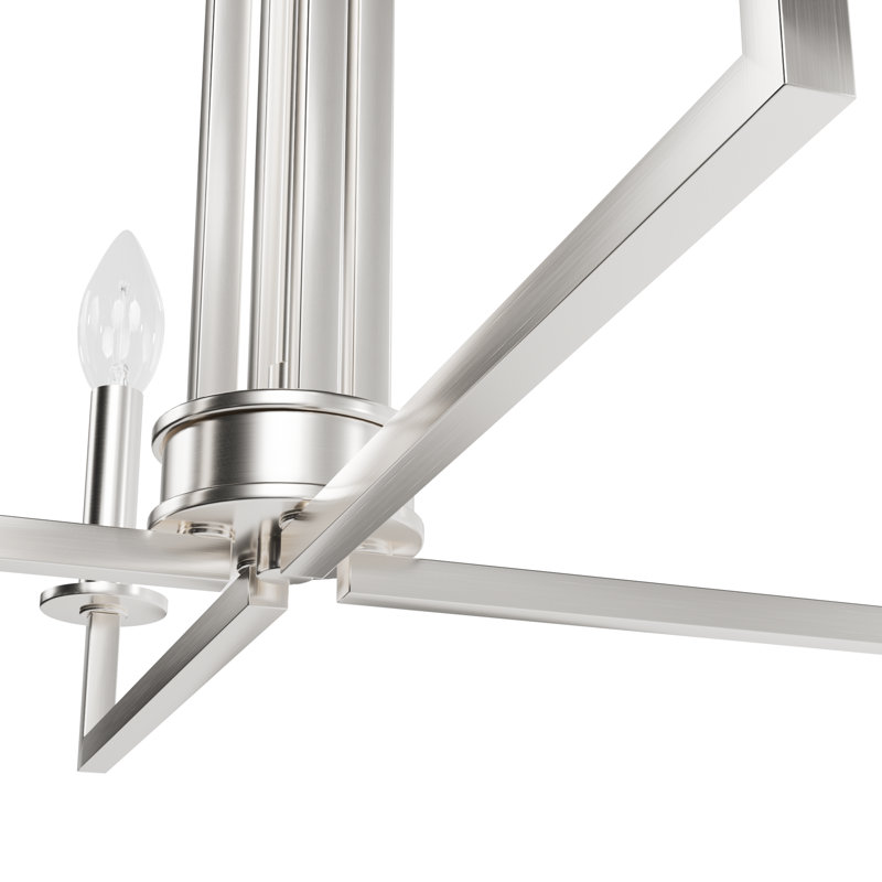 4 - Light Geometric Rectangle Chandelier, Brushed Nickel