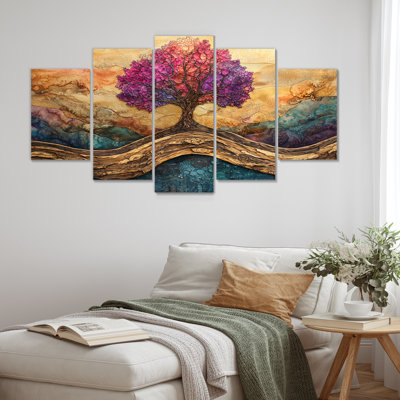 Barbery - Tree Of Life Wall Art - Traditional Wall Art Decor 5 Piece
