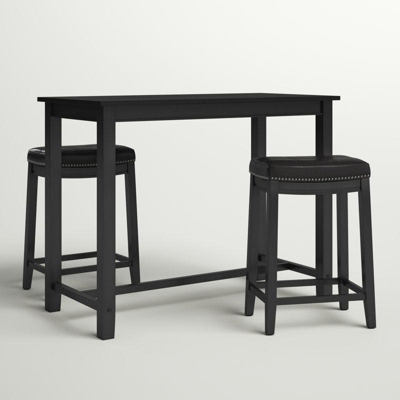 Arlyce 4 - Person Bar Height Dining Set, 42" H x 47.25" L x 23.75" W, Black, Black