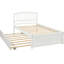 Lit simple en bois blanc avec lit gigogne - Fabrication solide pour une plateforme de chambre à coucher attrayante