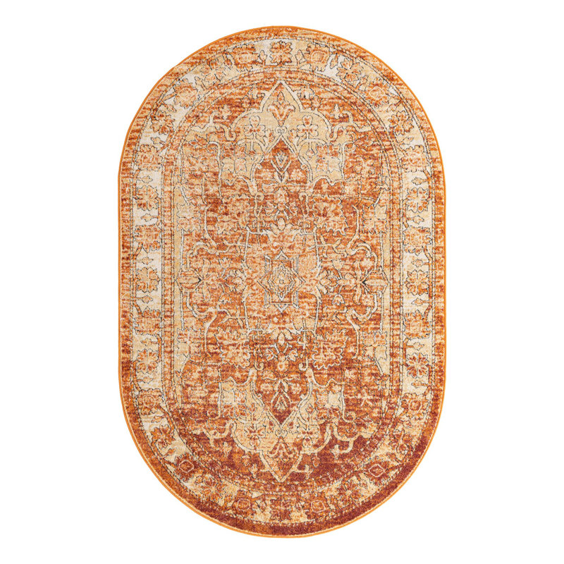 Tapis oriental rouge rouille Alresford, Ovale 5 pi 1 po x 8 pi