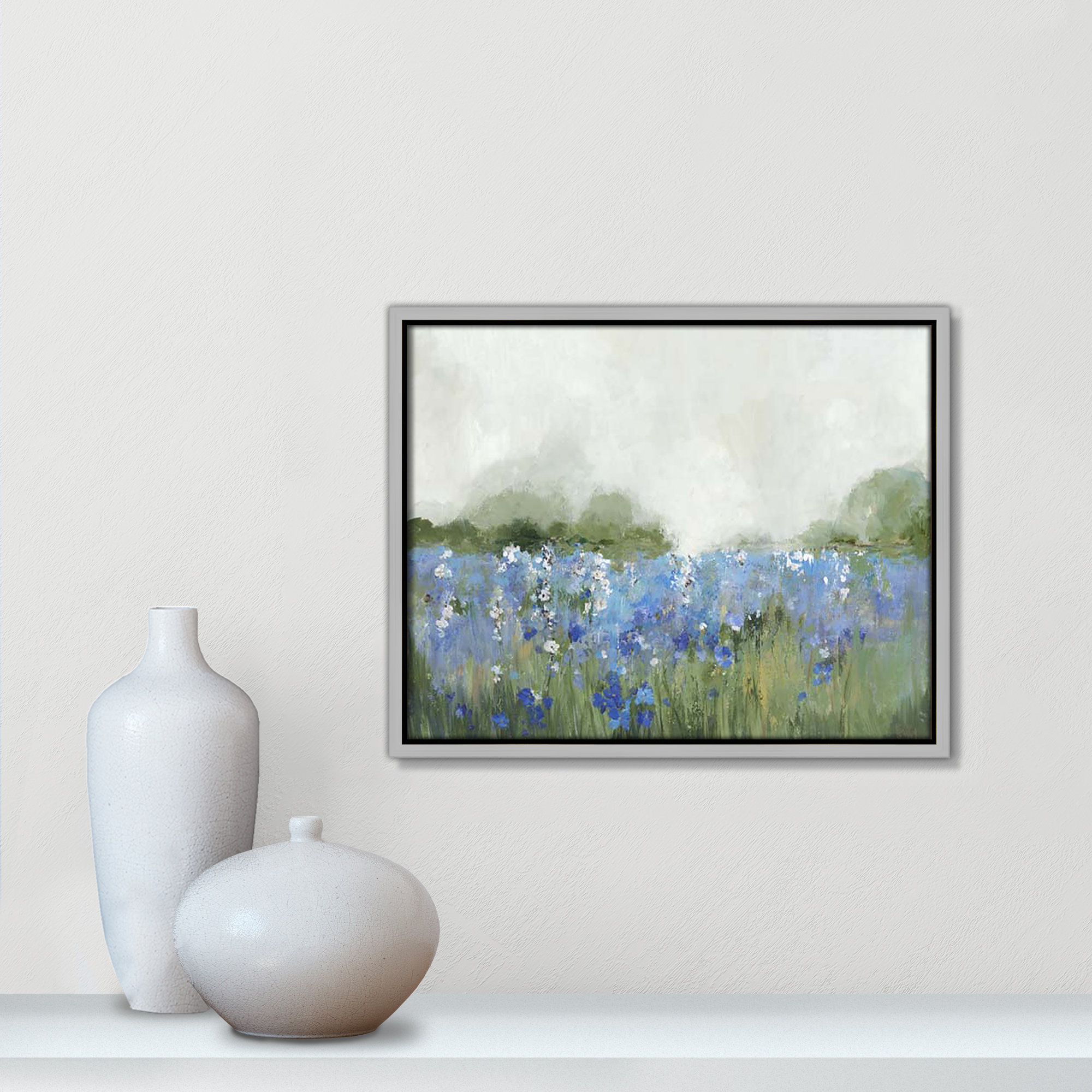 Meadows Bluebells Field by Allison Pearce, 12.5" H x 15.5" W x 2" D, Silver Framed