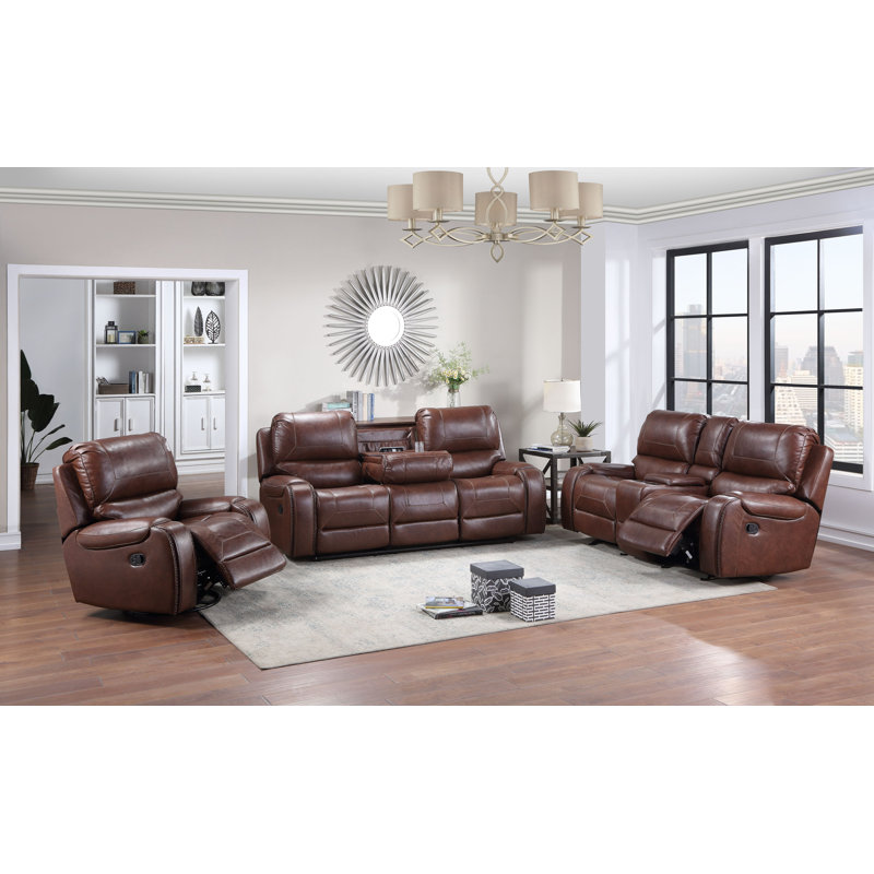 Wakita 78'' Faux Leather Reclining Loveseat, Brown