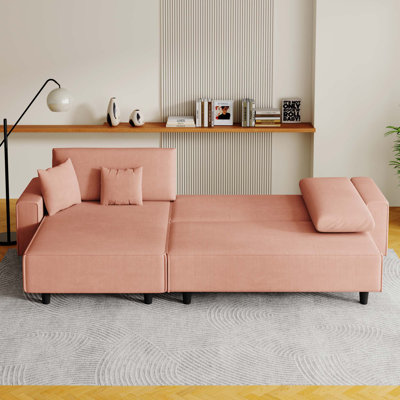 Spacieux canapé-lit en velours côtelé de 93 pouces avec deux coussins - idéal pour le salon ou un appartement, assurant un espace spacieux et épuré