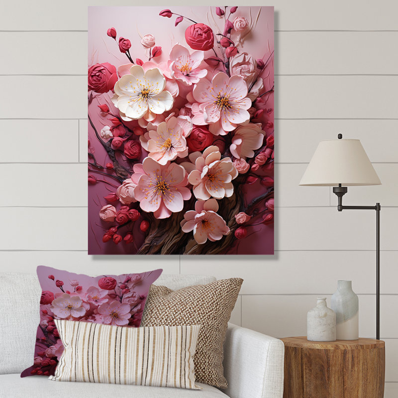 «Pink Orchard Tree Ballet Of Cherry Blossoms II», art mural cerisier, Toile tendue, H 40 po x l 30 po x P 1,5 po