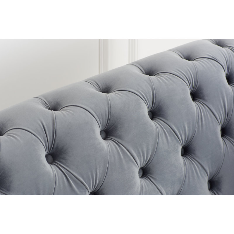 Benner Velvet Chesterfield Sofa, Grey