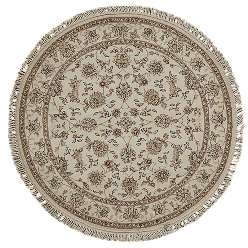 High-Quality Hand-Knotted Ivory Area Rug