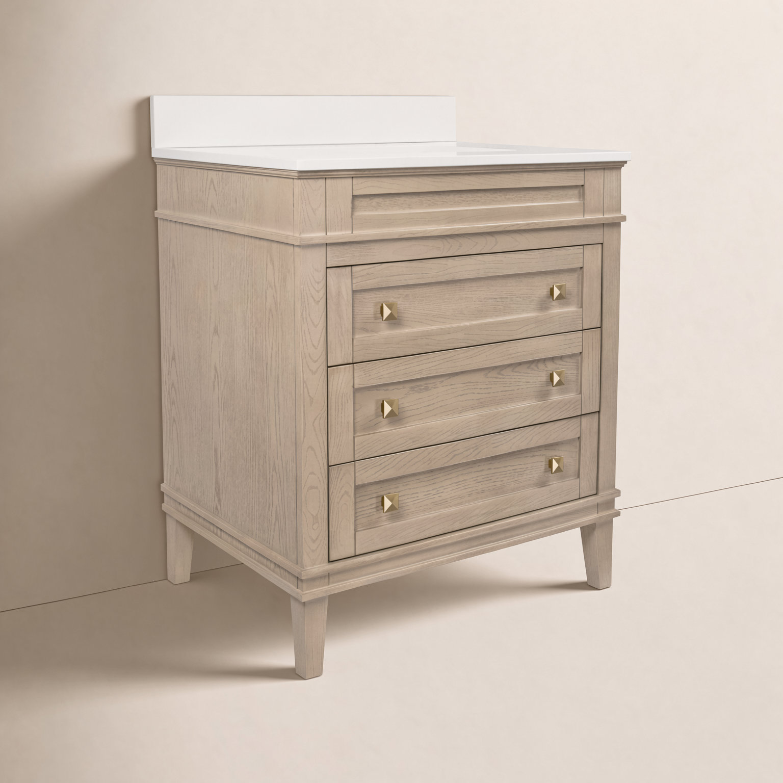 Frankfurt 30'' Single Bathroom Vanity, Engineered White, Greige Oak