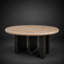 Chiseled Cream Travertine Dining Table | Wrought Iron Base, Outdoor Patio Furniture