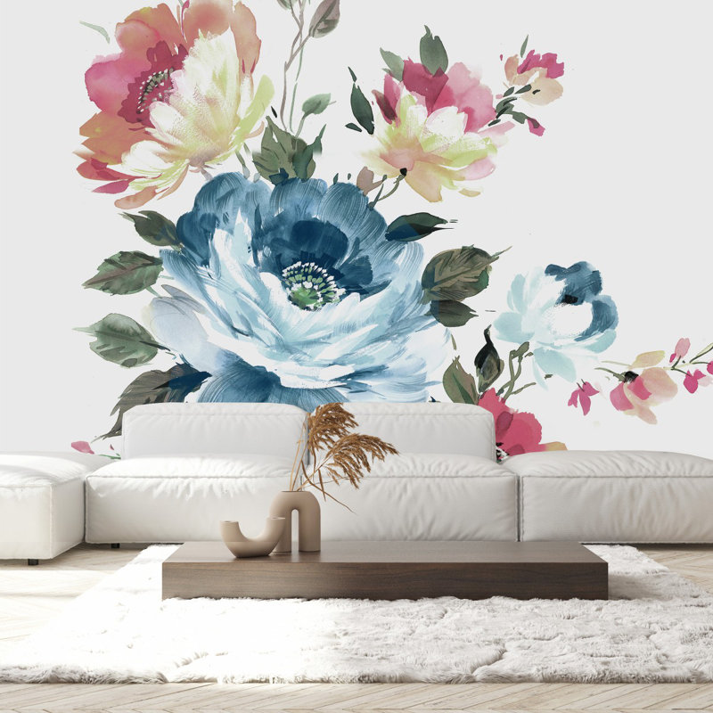 Panneau de papier peint L 10,4 pi x l 125 po Blue Flower