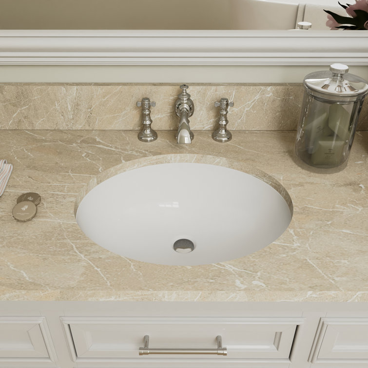 DeerValley Symmetry 18" X 15" Oval Vitreous China Undermount Bathroom Sink with Overflow