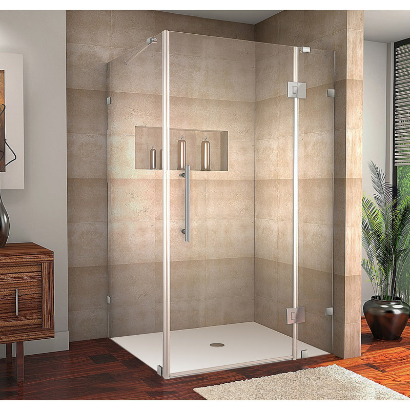 Avalux 48" x 72" Rectangle Hinged Shower Enclosure, Stainless Steel