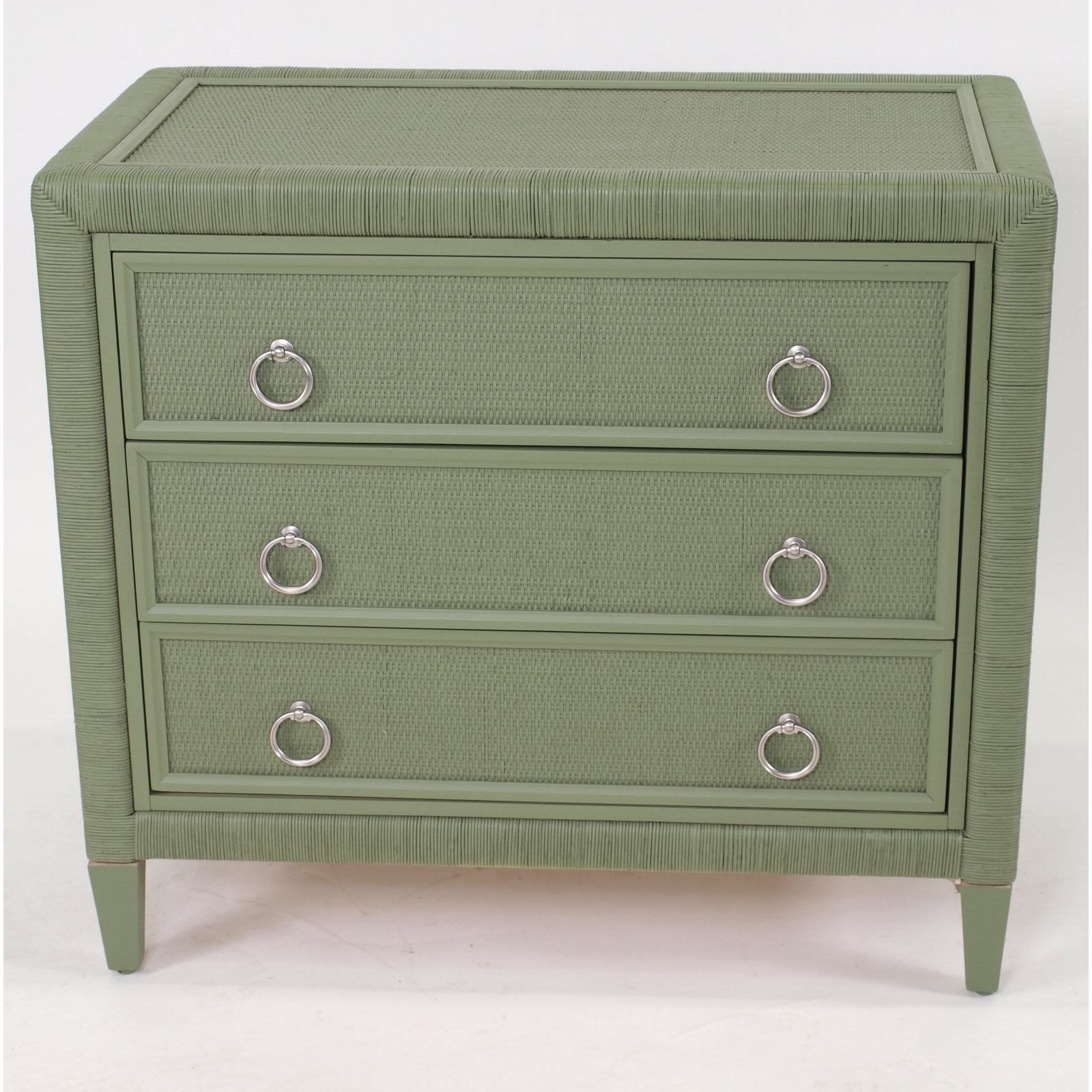 Warwick 3-Drawer Wicker Chest, Satin Nickel, Willow