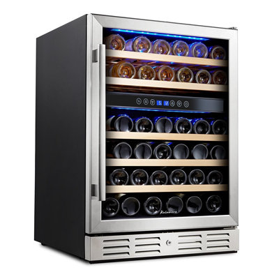 Kalamera Dual Zone 23.5'' 46 Bottle Wine Refrigerator with Reversible Door