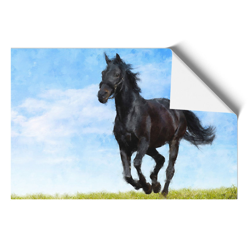 Black Horse Painting - Frameless Print, 30cm H x 42cm W x 0.1cm D