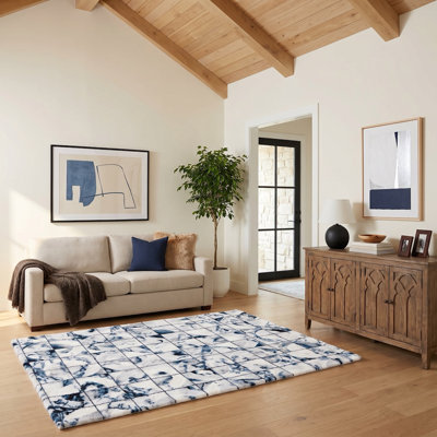 Way Wick Abstract Marble Geometric Area Rug
