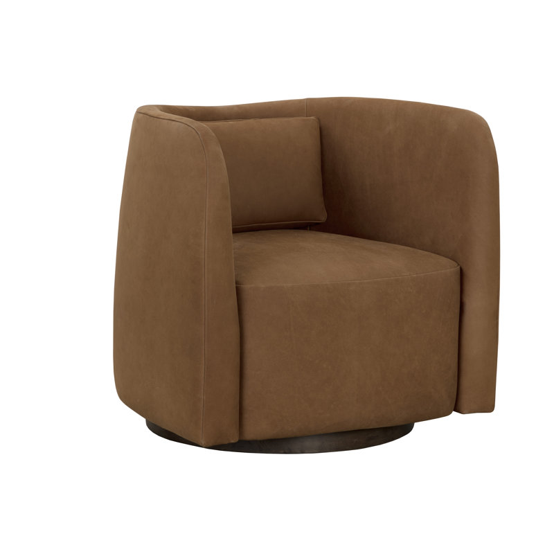 Swivel Lounge Chair, Caramel Leather