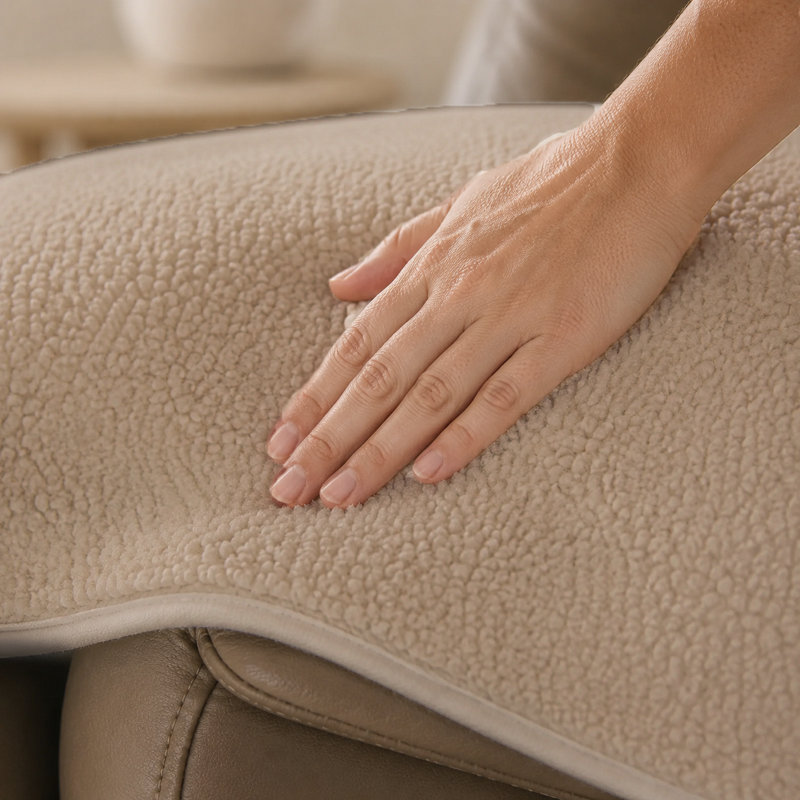 Ensemble de protection pour meubles inclinables en Sherpa Plush avec envers antidérapant, housses d'accoudoirs et poches latérales pour chaise, causeuse et canapé à 3 places