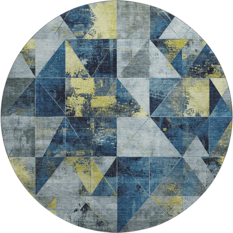 Premium Machine Washable Mayfield AMF1888 Geometric Rug, Round 8'