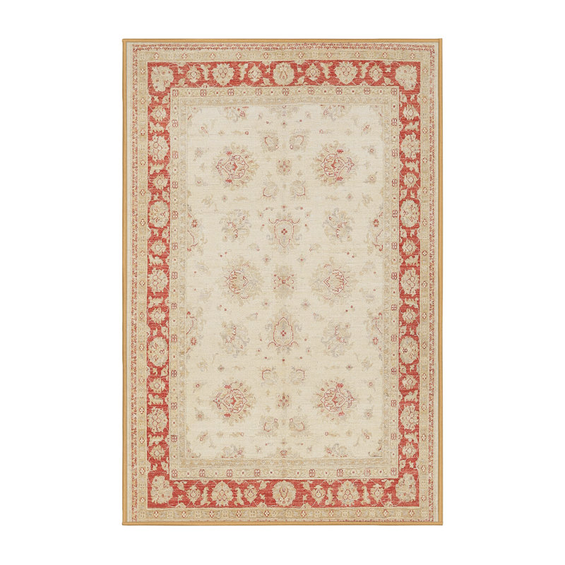 Tapis traditionnel beige / rouge Groveson, Rectangle 2 pi x 3 pi