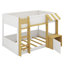 Lit superposé simple avec bureau combiné, rangement, échelle et ports USB intégrés