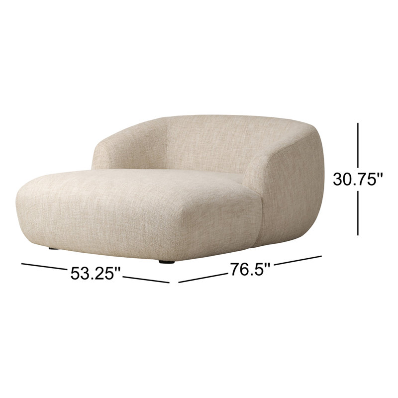 Chaise longue rembourrée Galilee, Yuma crème 96% polyester / 4% acrylique