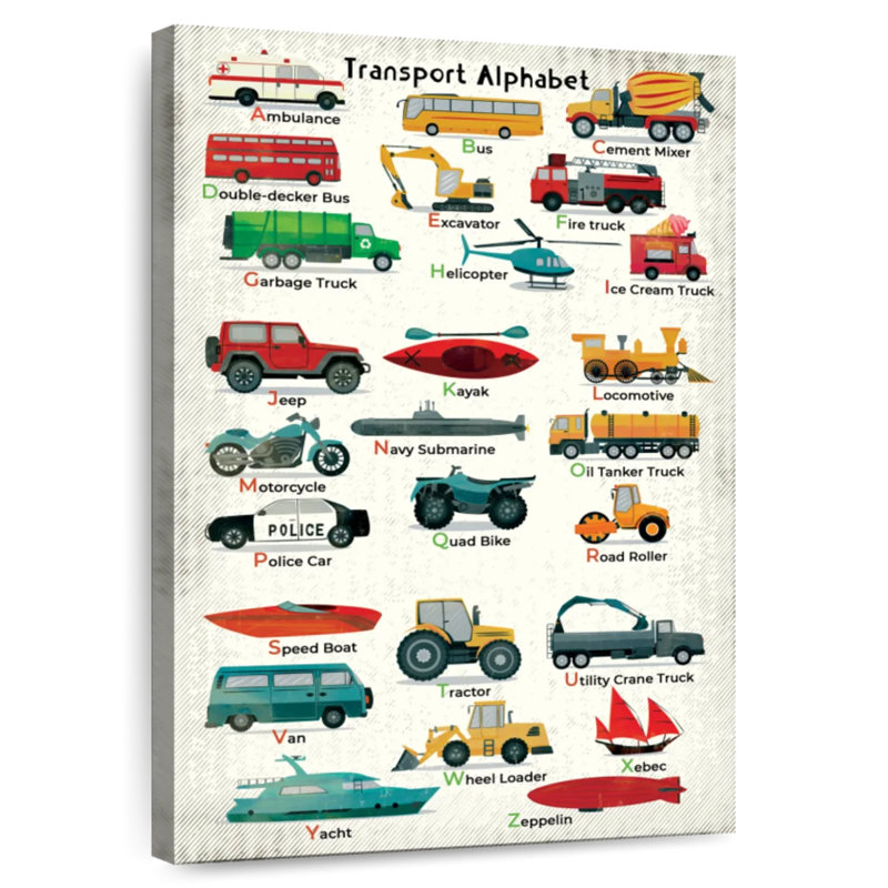 Tableau pour enfants Ashelle Transport Alphabet, H 30 po x l 20 po