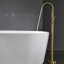 Robinet de baignoire monocommande à fixation au sol avec douche mobile - or brossé, robinet en céramique, robinet de baignoire amovible à poignée dorée, design antique,