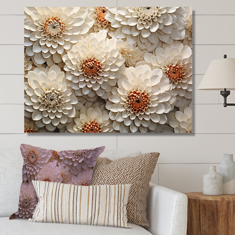 Minimalisme beige Zinnias Collage I sur toile, Toile tendue, H 12 po x l 20 po