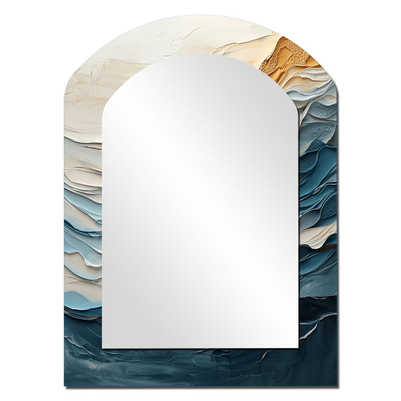 Miroir mural blanc et bleu Wave I - blanc, 34 po x 25 po