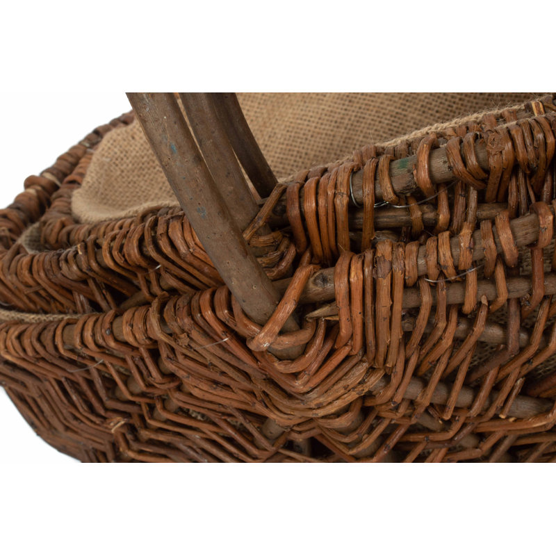 3 Piece Wicker Unpeeled Garden Trug Basket Set