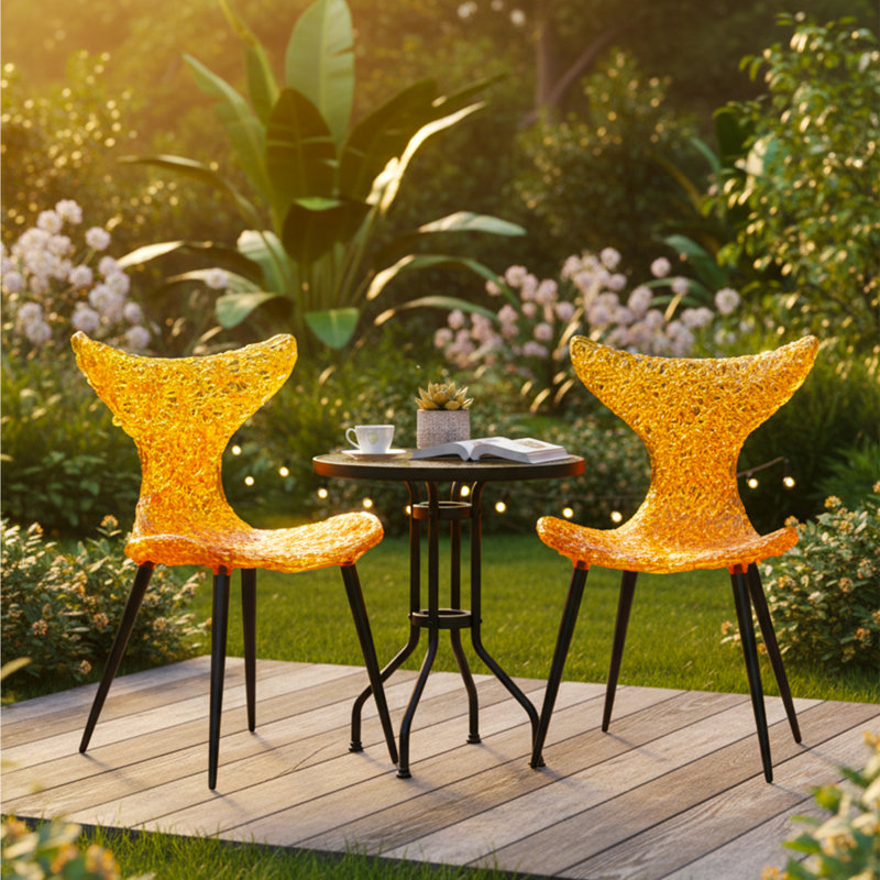 Stitch Wing Back Parsons Chair Dining Chair, Black, Amber