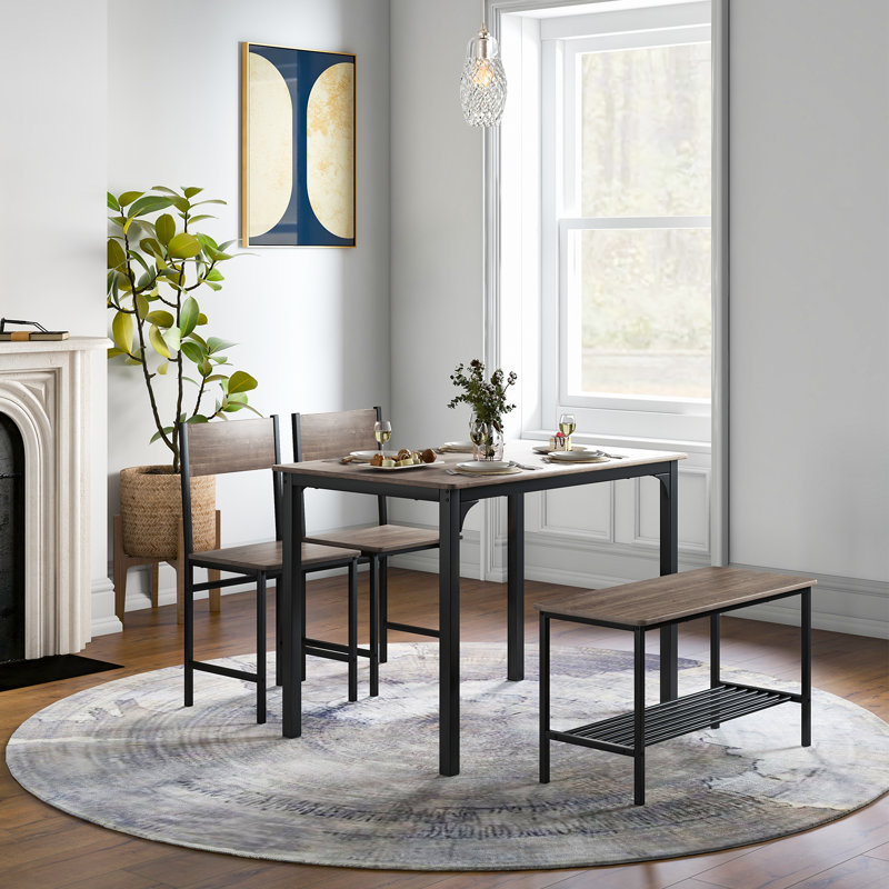 Ensemble repas pour 4 personnes Moorhead, gris, Gris / noir