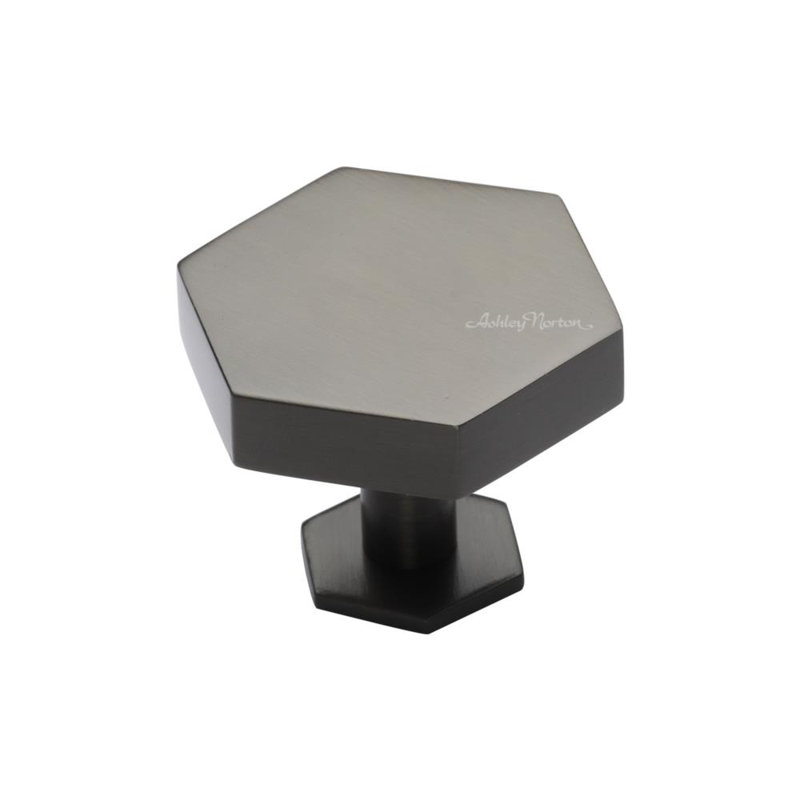 Hex Geometric Knob, Flat Black, 1 1/4"