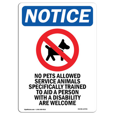 Signe de service «Pas d'animaux autorisés»