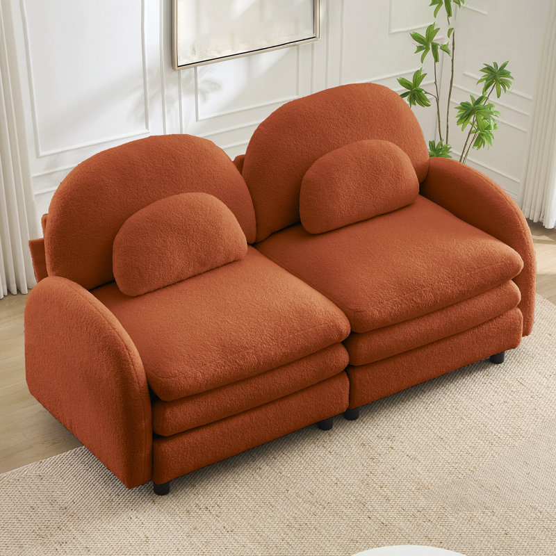 Canapé-lit Teddy, H 35,4 po x l 68,5 po x P 33,8 po, Orange moelleux