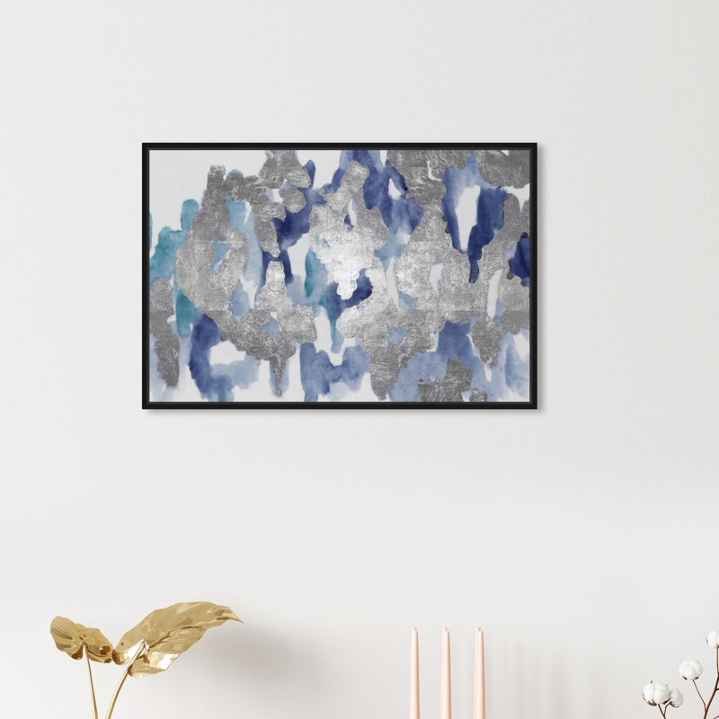 " Blue Palais ", 16" H x 24" W, Black Framed