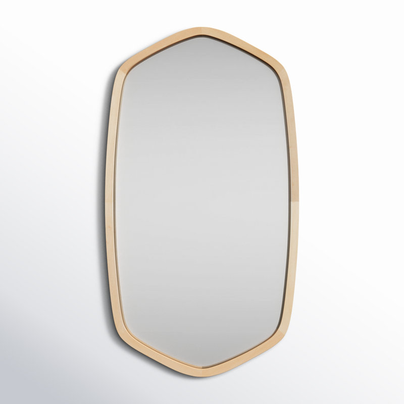 Glover Wood Hexagon Mirror, Natural, 36" x 20", Horizontal and Vertical