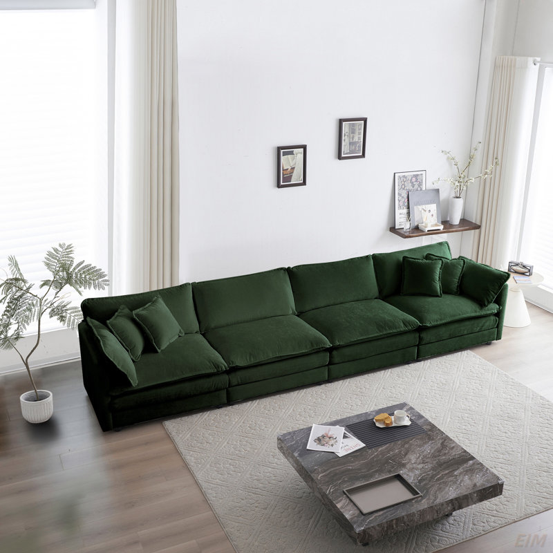 4 Seater Free Combination Modular Sofa Couch, 33'' H x 146.5'' W x 35'' D, Green