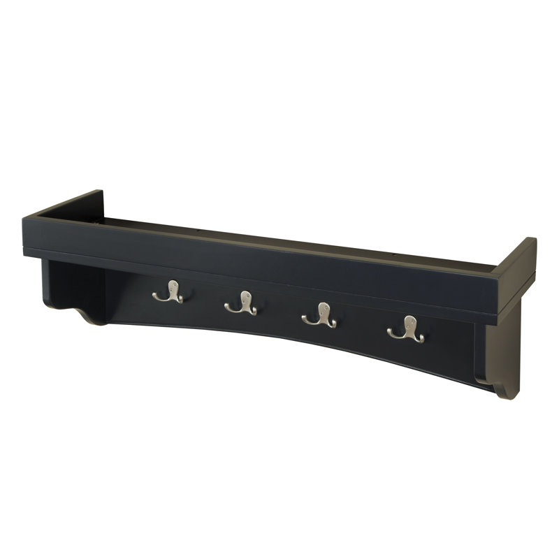 Ajwad Wall-Mounted Coat Rack with Shelf, Charcoal, Charcoal