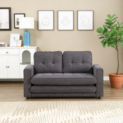 Canapé à 3 volets, canapé-lit futon convertible, causeuse peu encombrante, canapé-lit escamotable pour le salon, tissu en velours de lin
