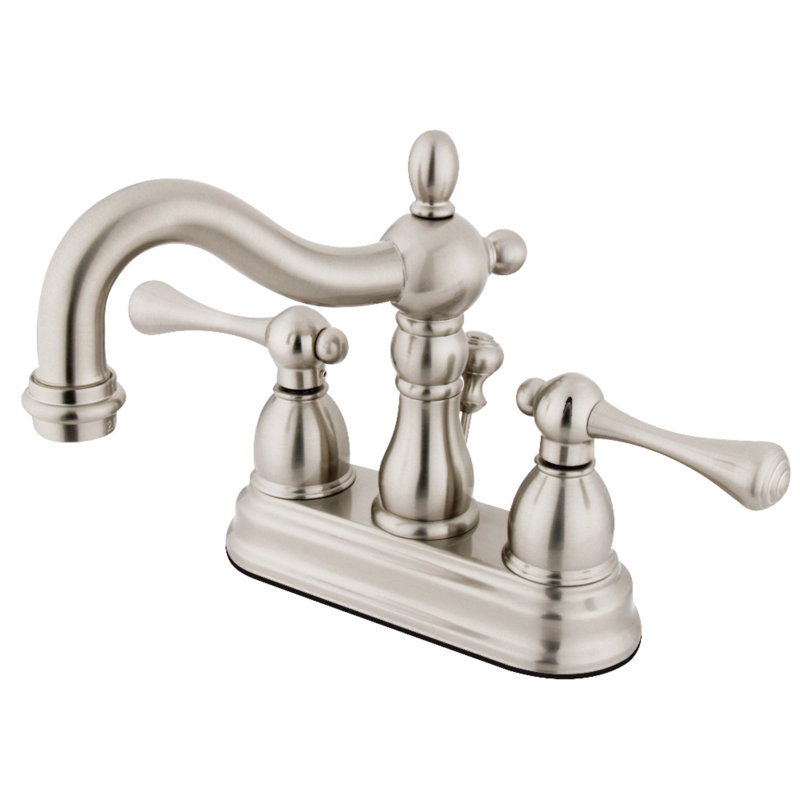 Robinet de salle de bain central à 4 poignées à 3 trous à fixation sur le comptoir avec laiton escamotable Kingston