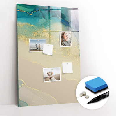 Magnetic Memo Board Whiteboard - 60 x 90 cm - With Marker and Magnets - Colorful marble