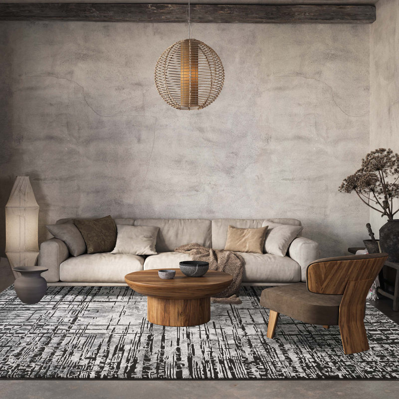 Denelda Living Room Area Rug Metallic Sheen Modern Nexus Design Grey, Rectangle 160 x 230 cm